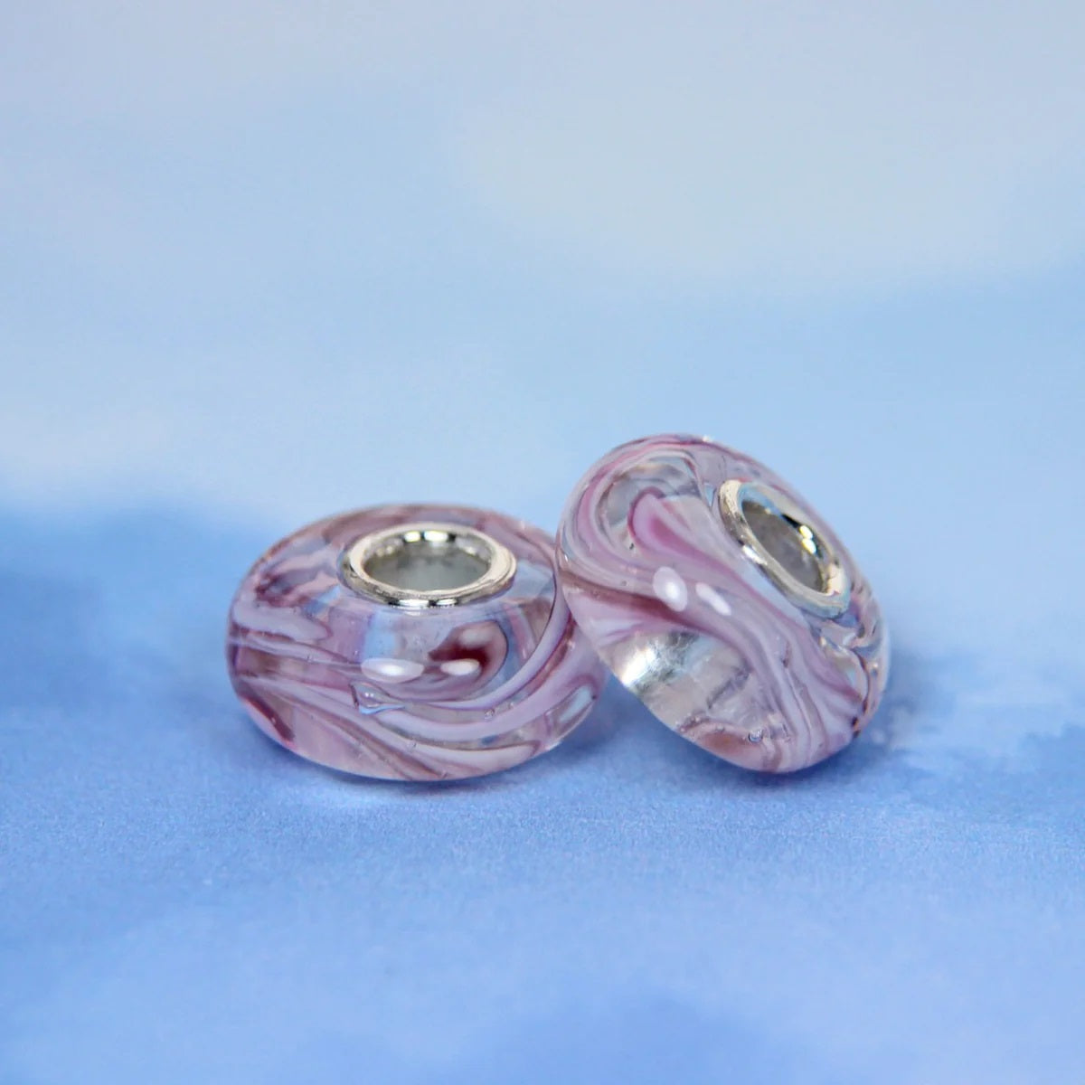 Marble Glass Bead Pink