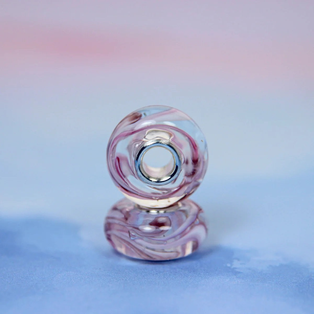 Marble Glass Bead Pink
