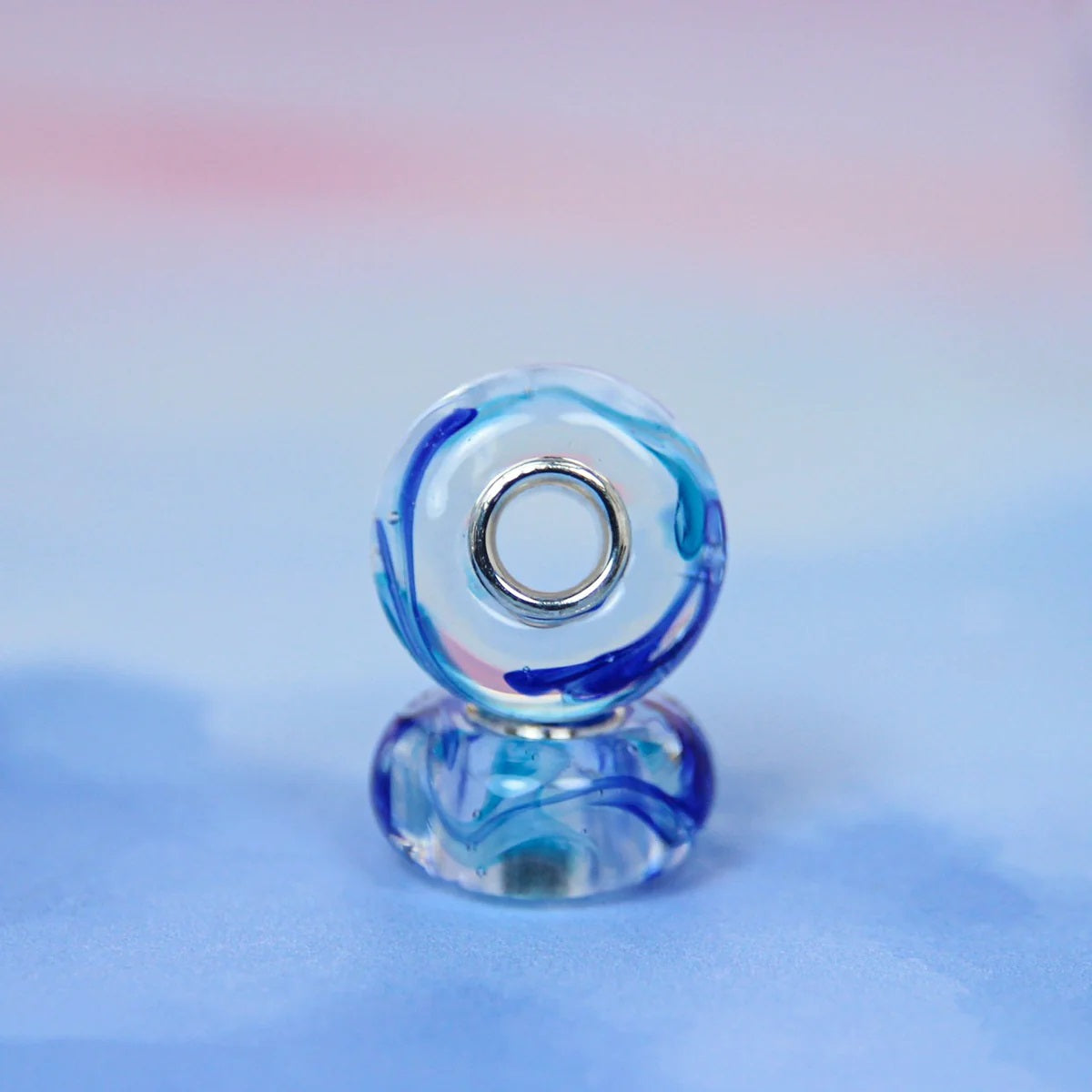 Marble Glass Bead Blue