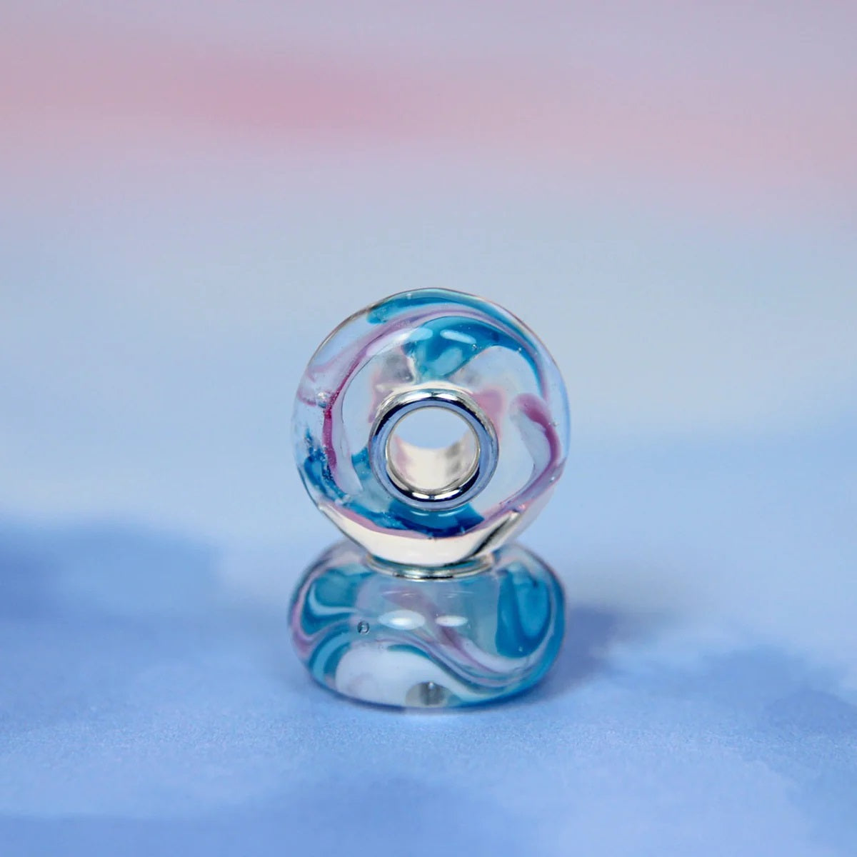 Marble Glass Bead Light Blue