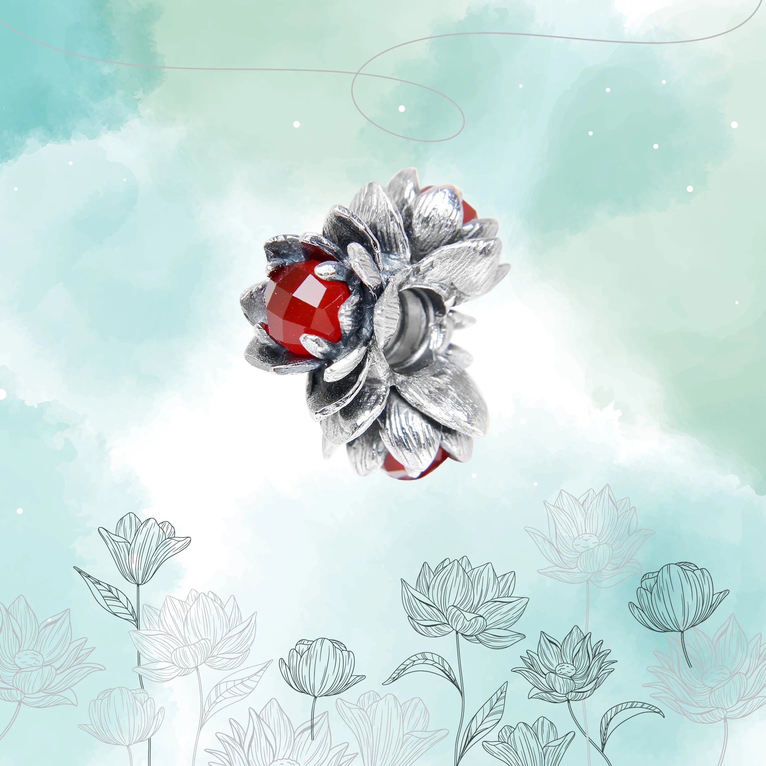 Lotus Red Agate Spacer