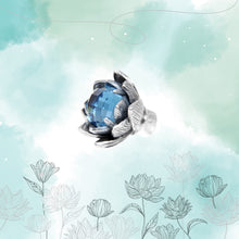 Load image into Gallery viewer, Lotus Blue Obsidian Bangle Lock
