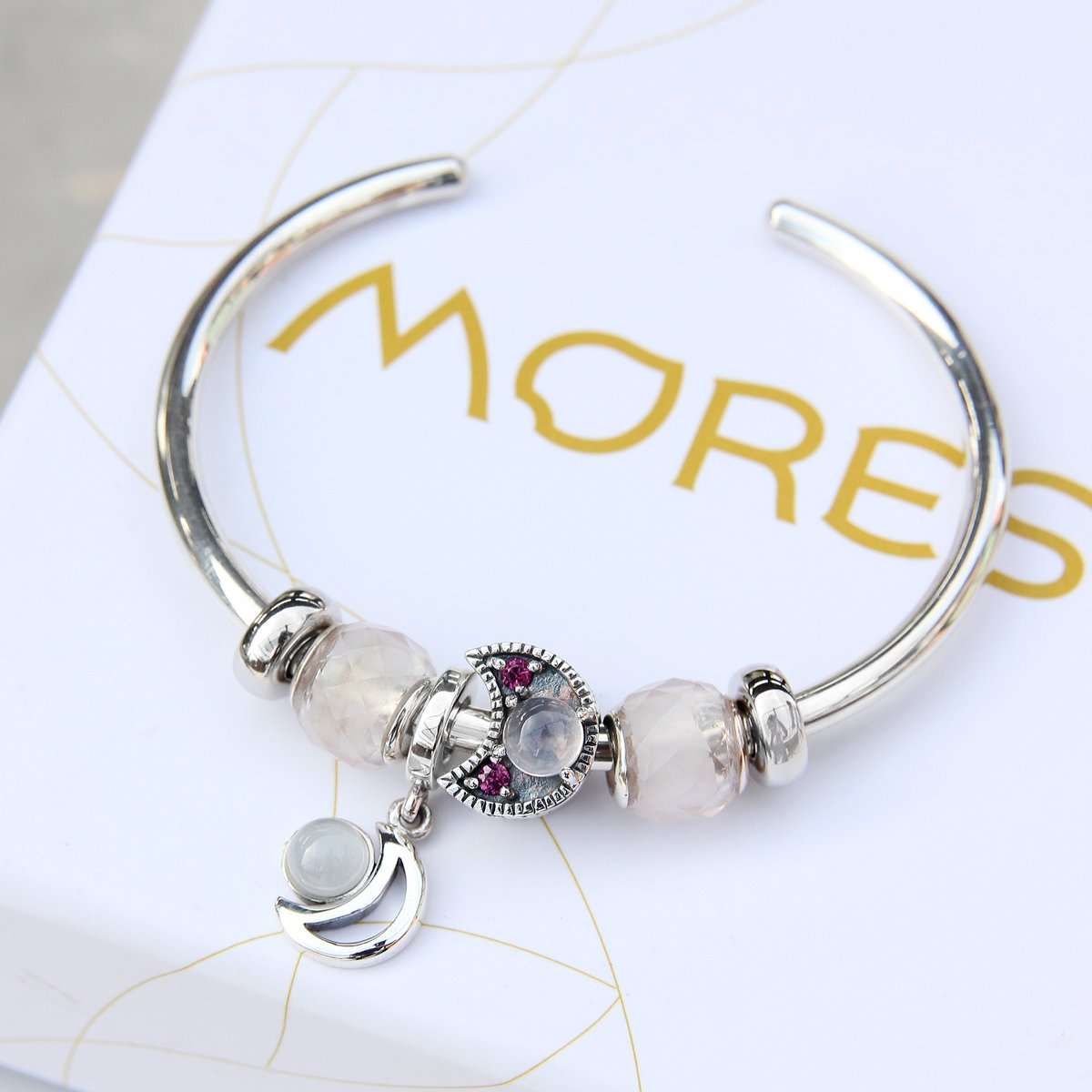 Rose Quartz/ Rhodolite Garnet Moon Bead