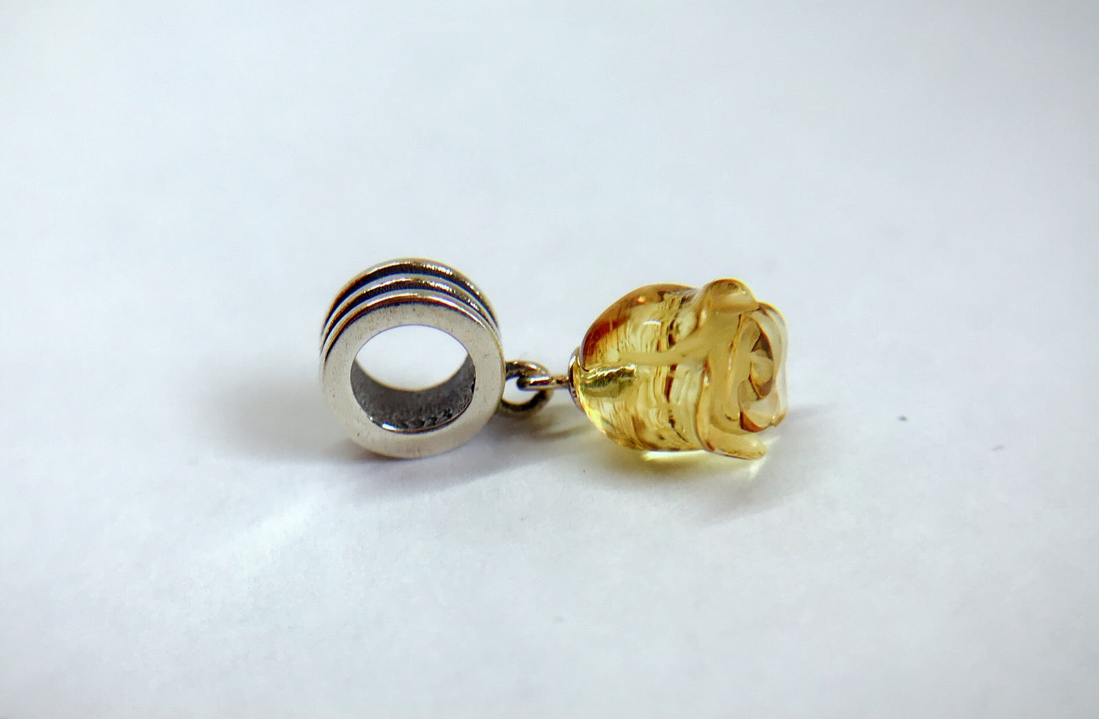 Carved Rose Dangle - Amber