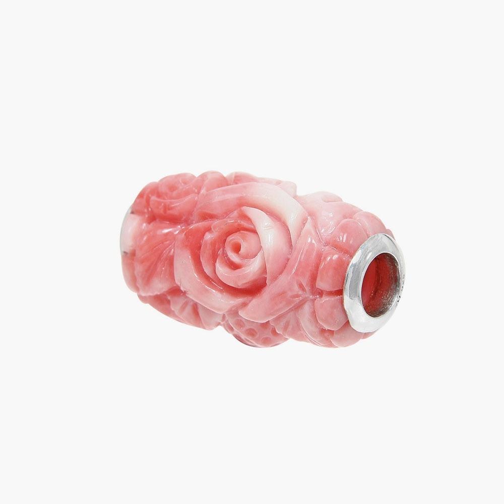 Conch Shell Carved Bead - Roses & Starfish