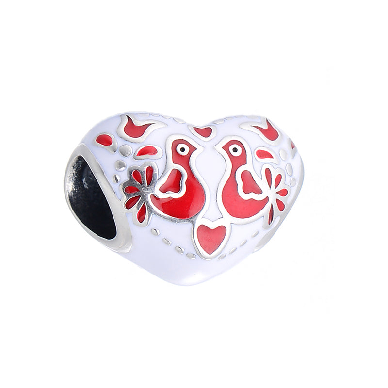 Frozen Lovebirds Heart Charm