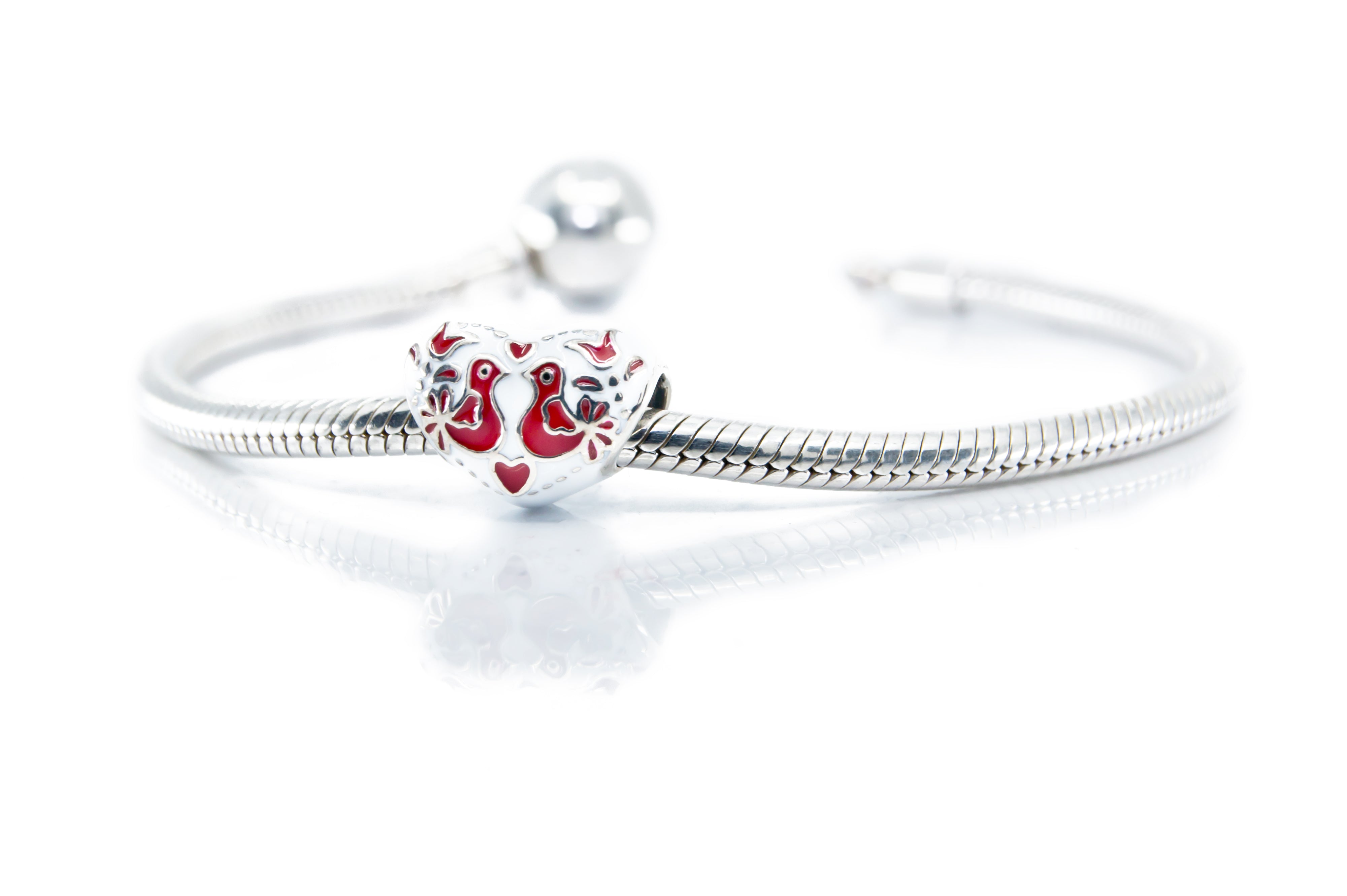 Frozen Lovebirds Heart Charm