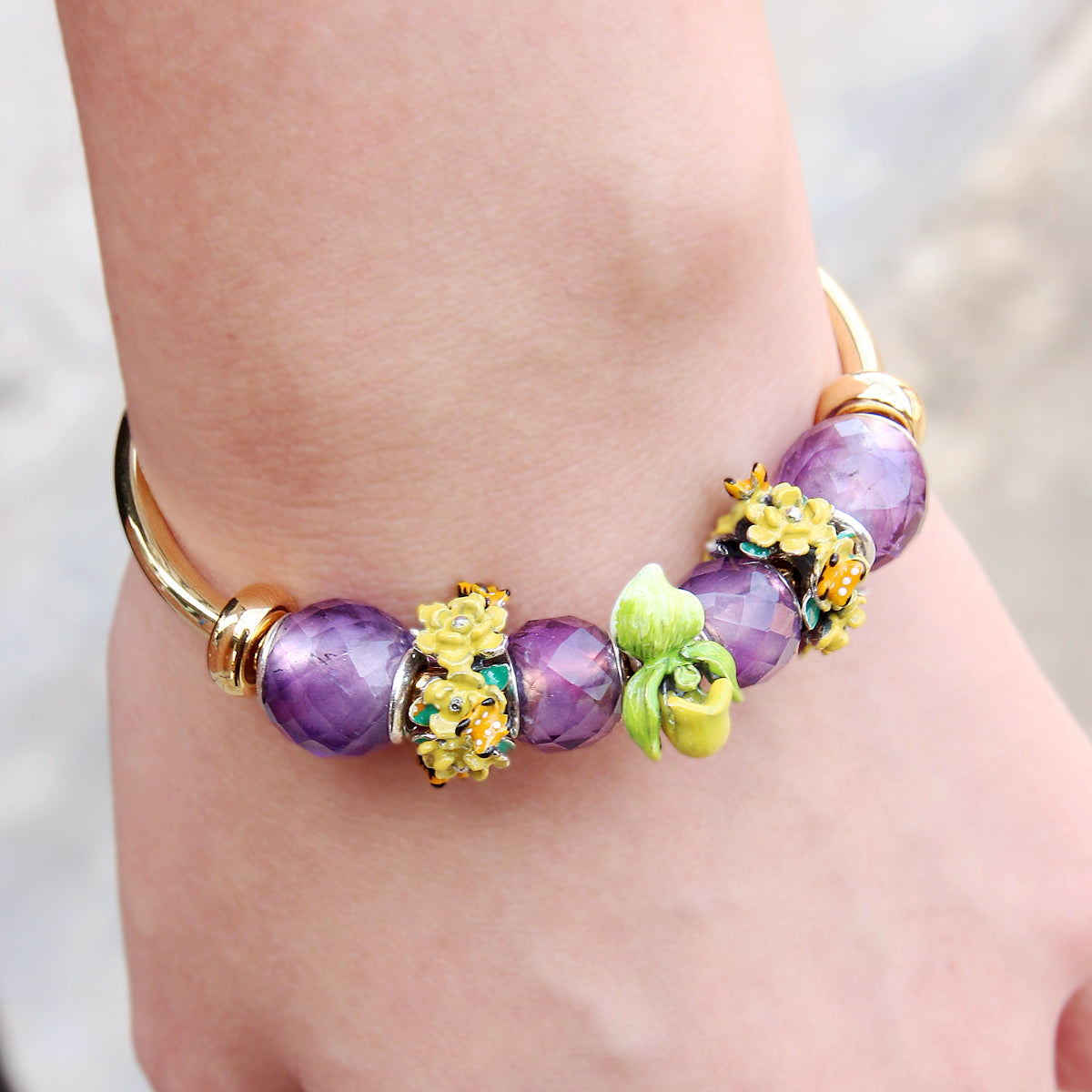 Green Hand-Painted Wild Orchid Stopper