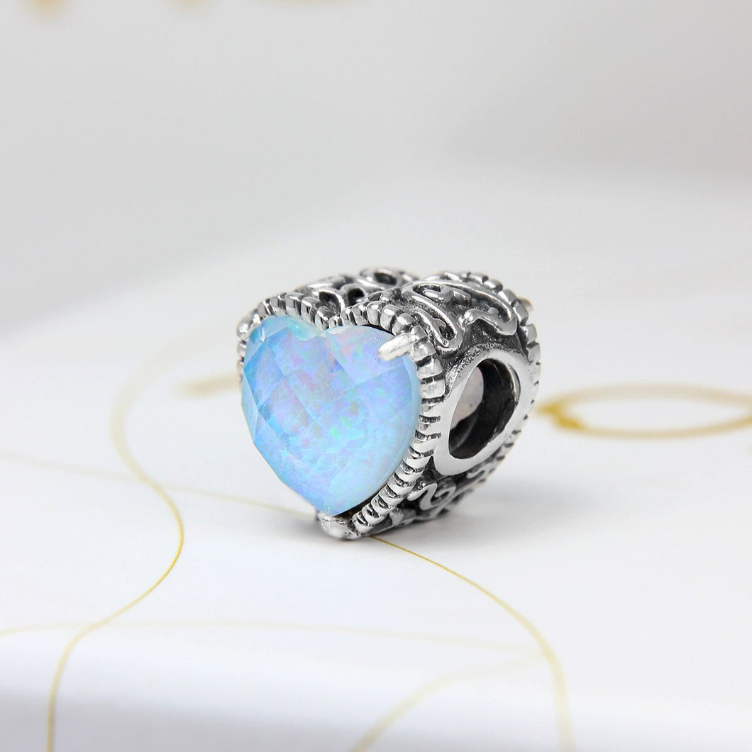 Blue Opalite Heart Gem Bead