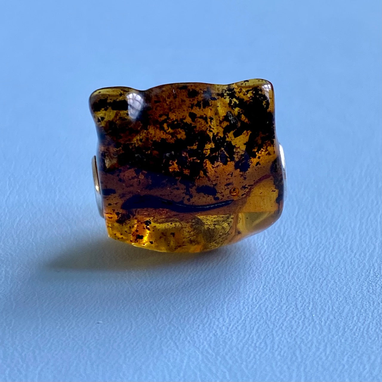 Carved Amber Fox Face