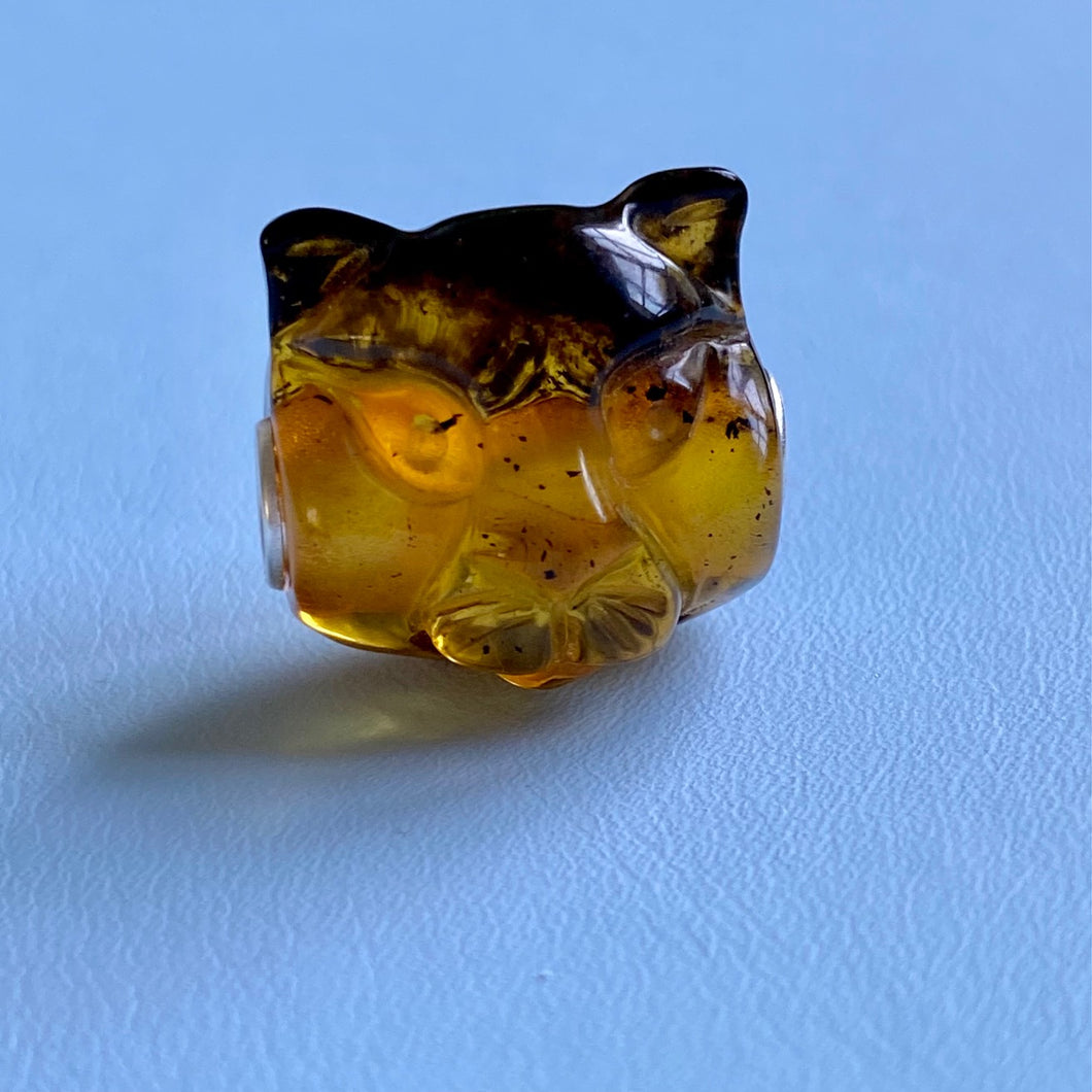 Carved Amber Fox Face