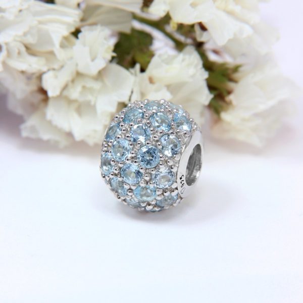 BLUE TOPAZ PAVE BEAD