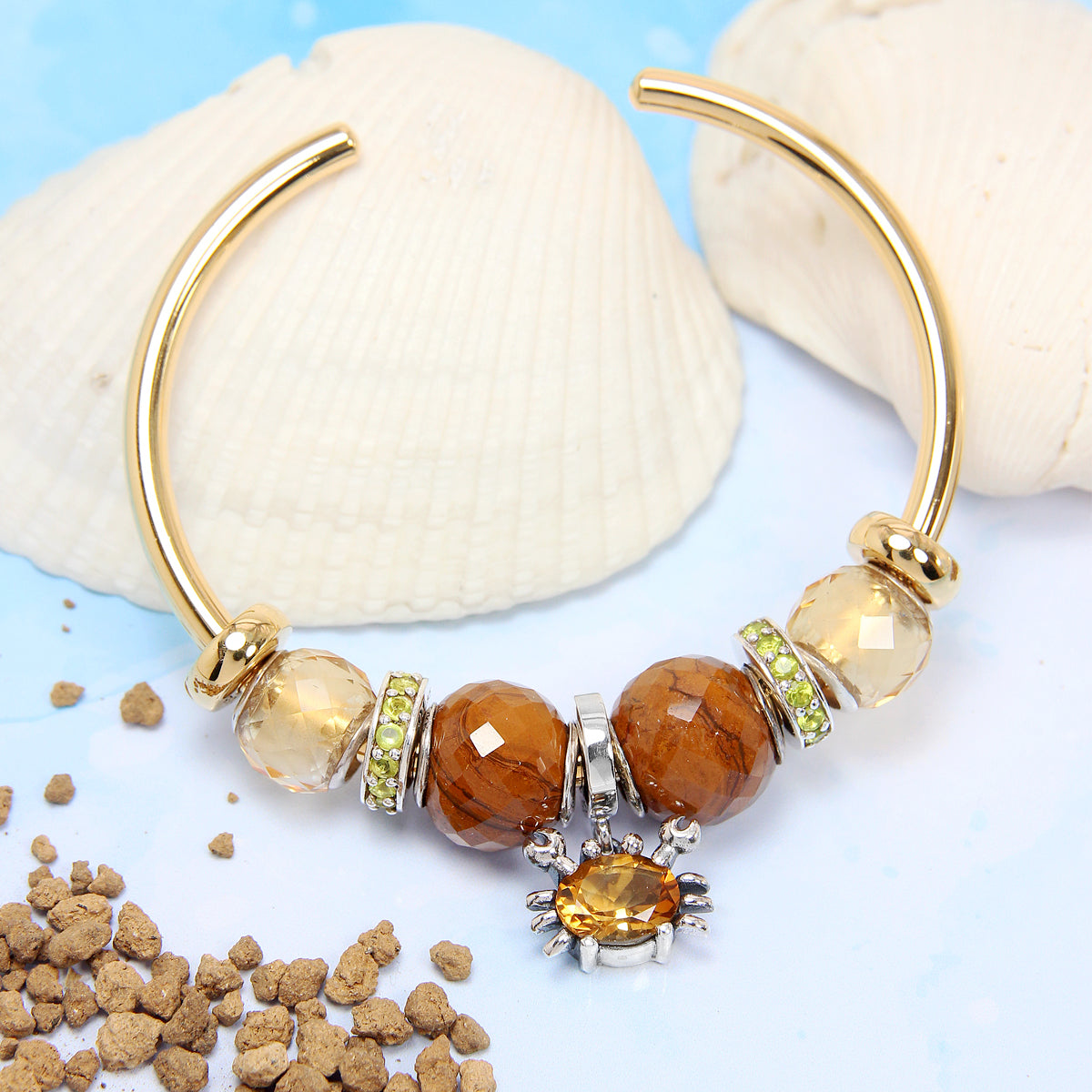 Crab Citrine Dangle Bead