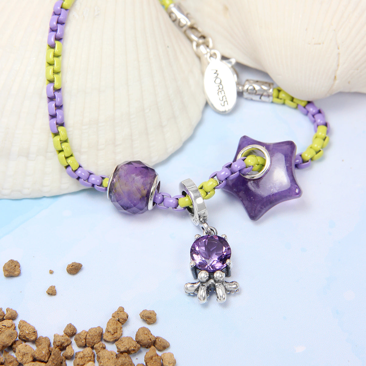 Octopus Amethyst Dangle Bead