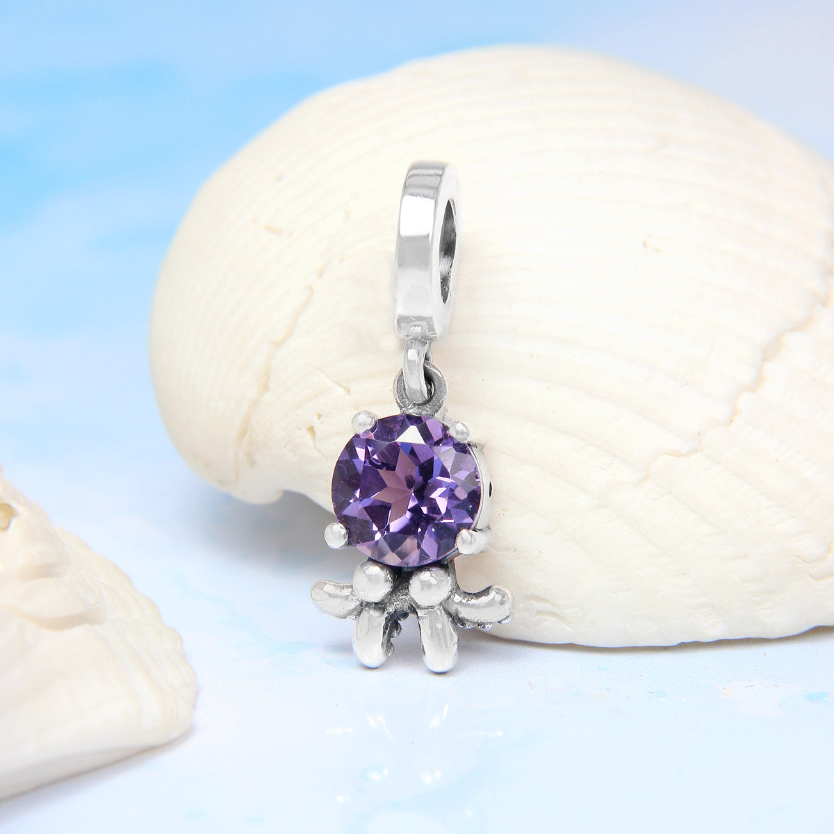 Octopus Amethyst Dangle Bead