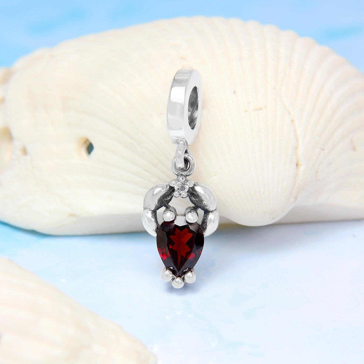Lobster Garnet Dangle Bead