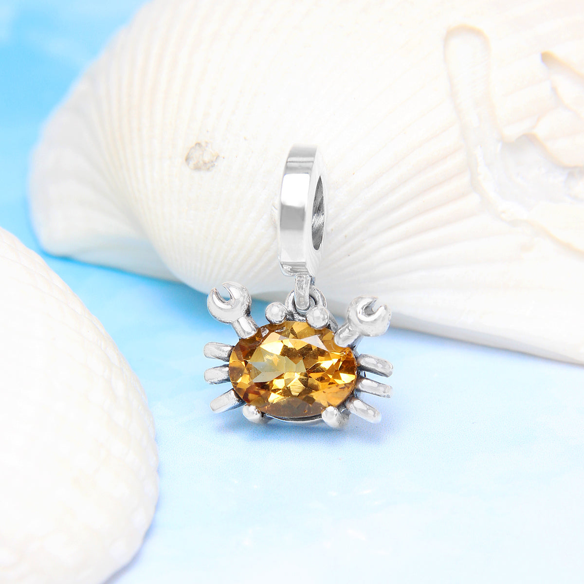 Crab Citrine Dangle Bead