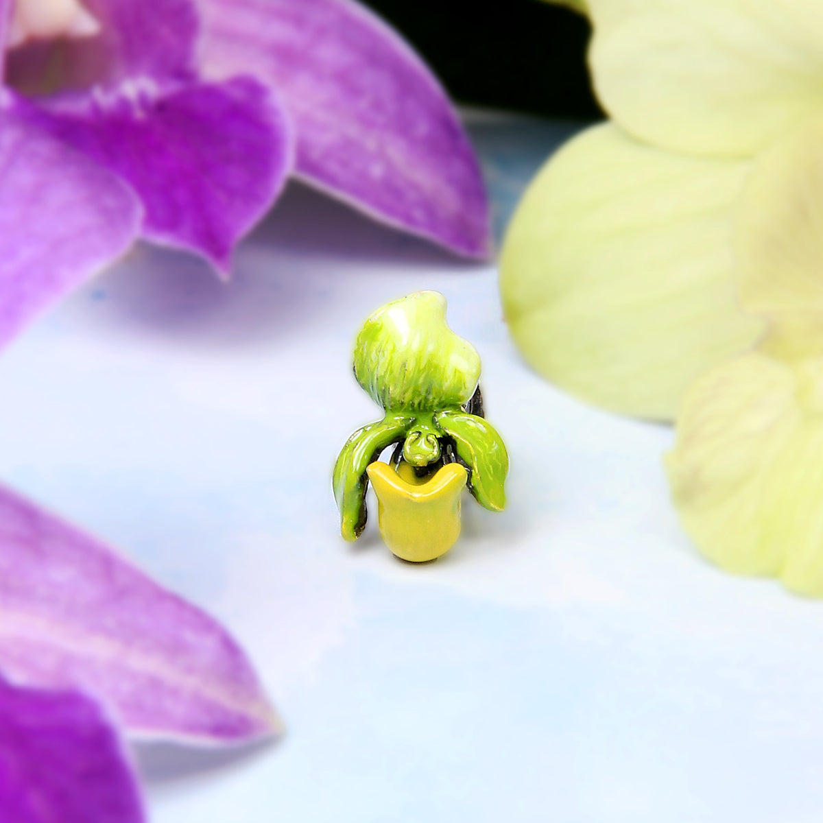 Green Hand-Painted Wild Orchid Stopper