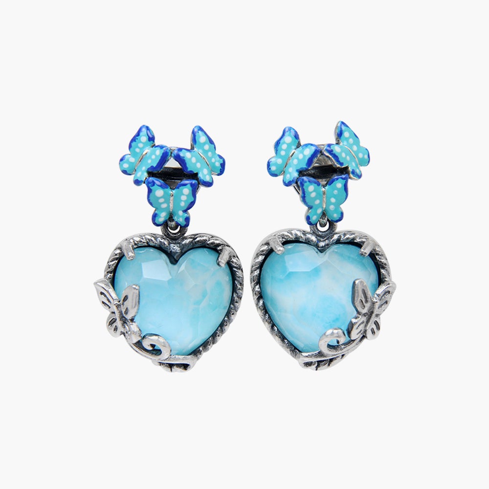 Larimar Butterfly Earrings
