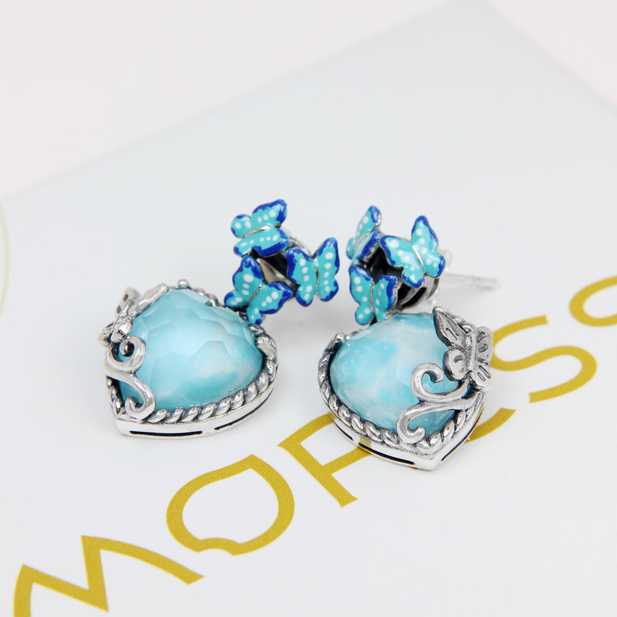 Larimar Butterfly Earrings