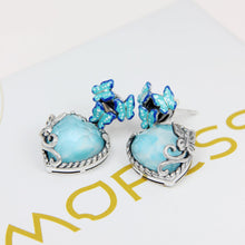 Load image into Gallery viewer, Larimar Butterfly Earrings
