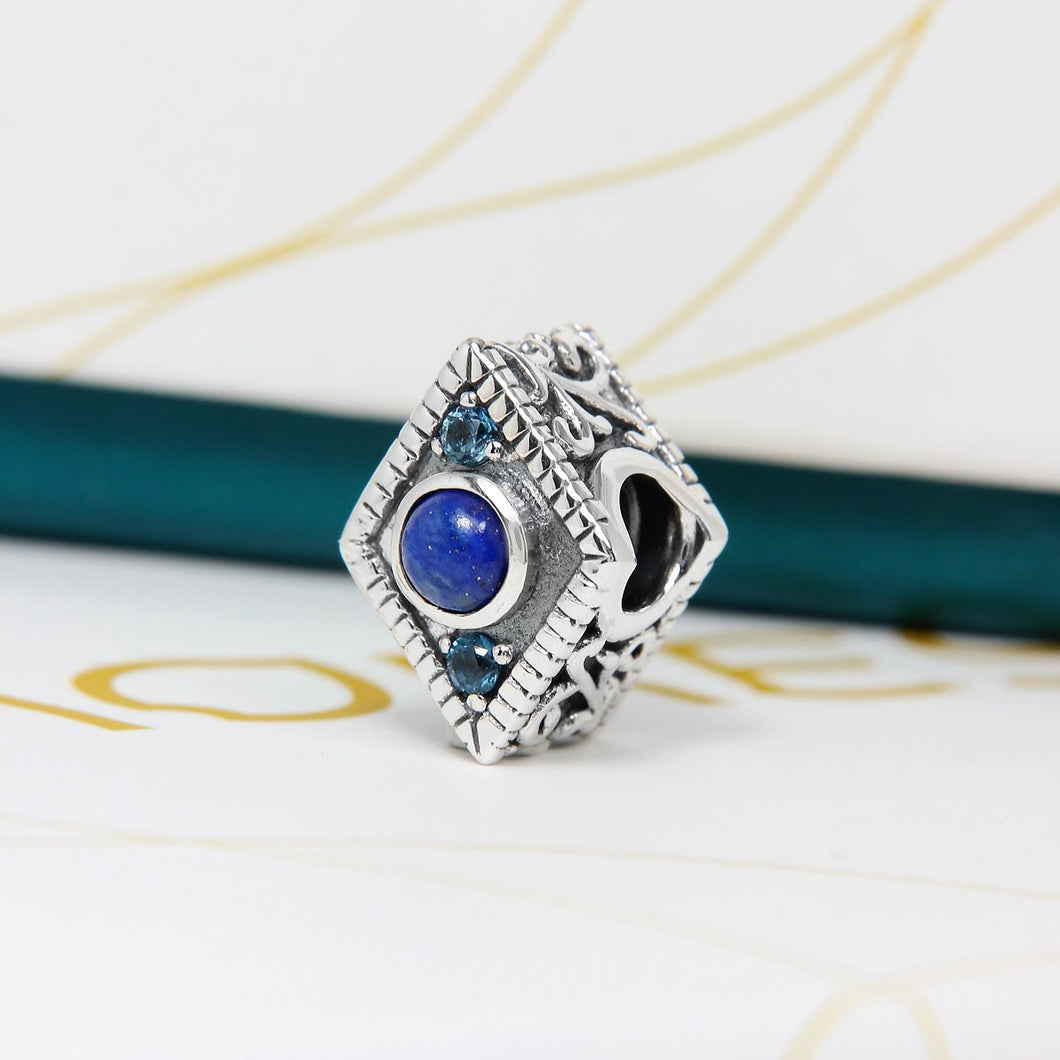 Lapis/London Blue Diamond Bead