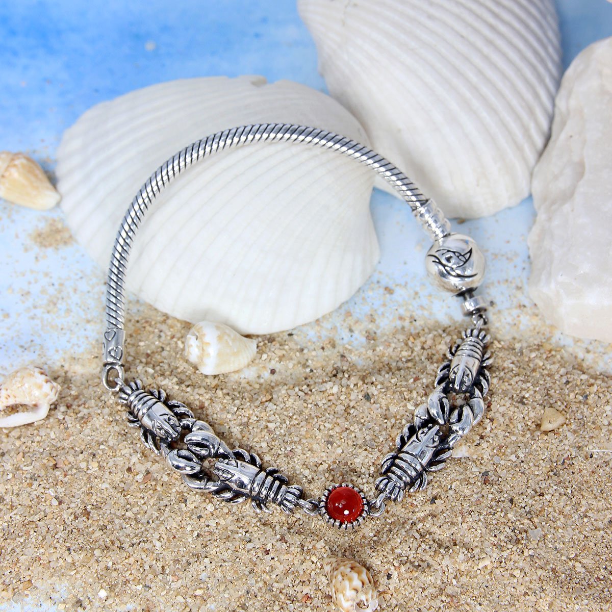 Lobster Carnelian Bracelet
