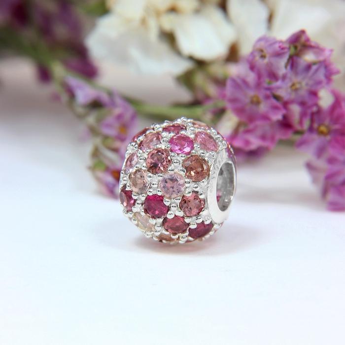 Pink Tourmaline Pave Bead