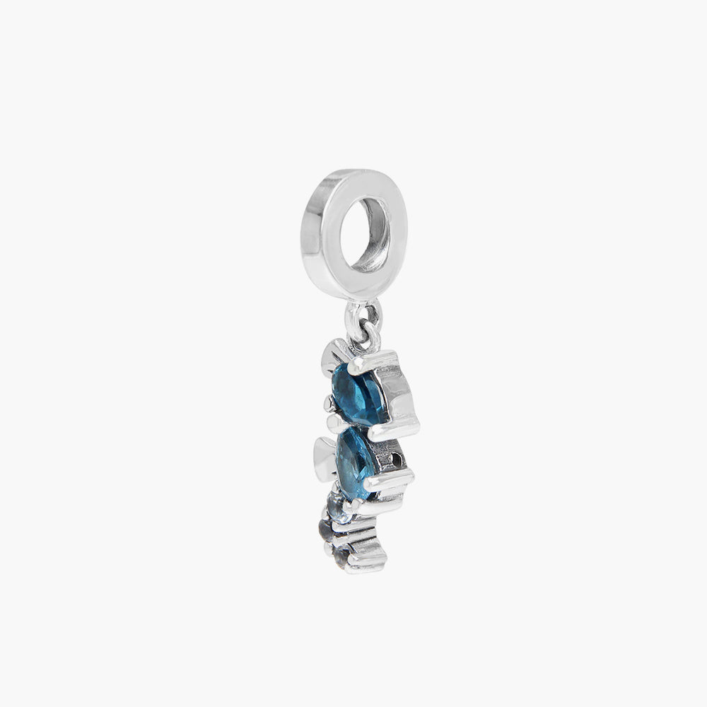 Seahorse Blue Topaz Dangle Bead