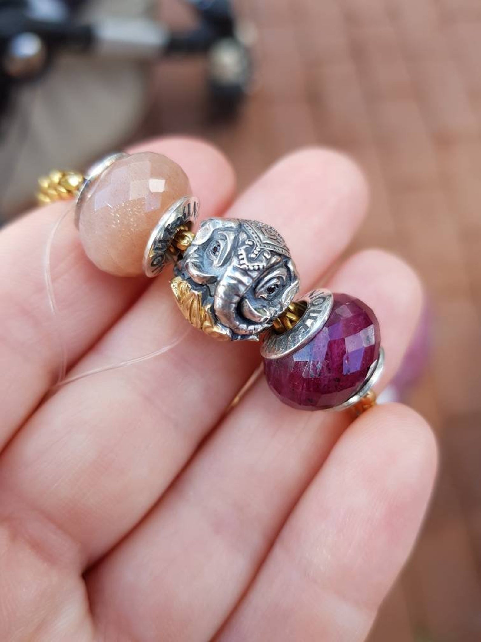 Sacred elephant - Silver bead with gildning
