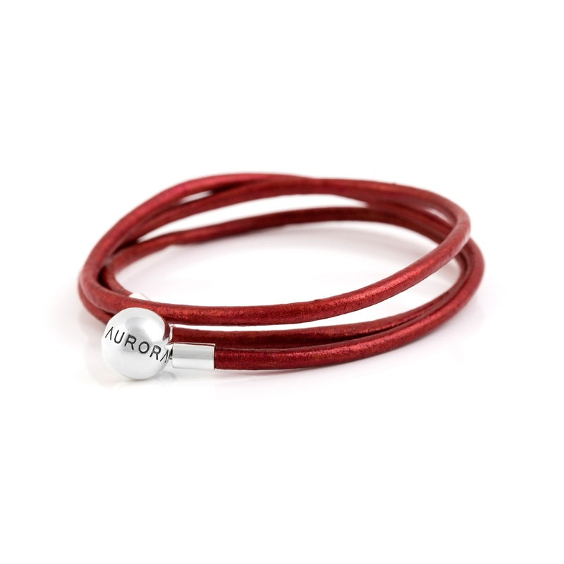 Red Triple Leather Bracelet